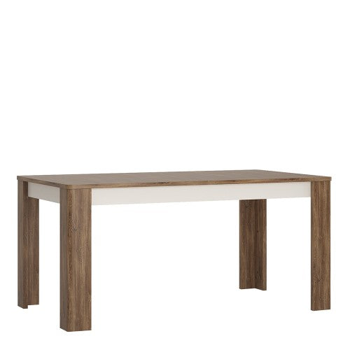 Marvezzi Large extending dining table in High Gloss white & Oak For Living Room & Kitchen