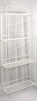 4 Tier Metal Plant Stand, Plant Display Rack, Ladder-Shaped Stand Shelf, Pot Holder for Indoor Outdoor Use, Cream