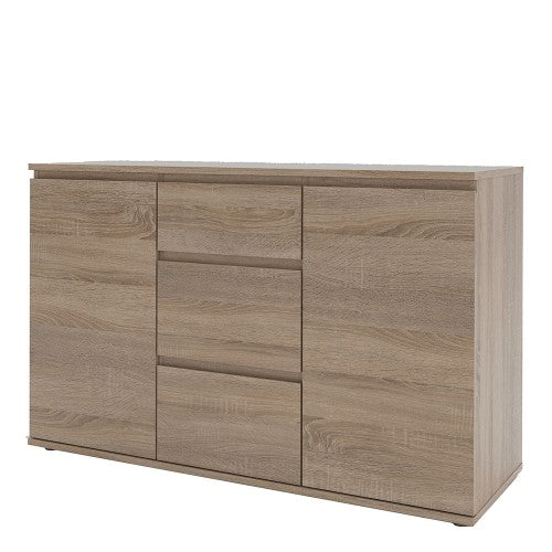 Luscanny zanvezzi Large 3 Drawer Sideboard in Truffle Oak LivingRoom Sidecupboard Storage Unit