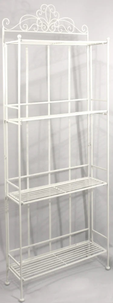 4 Tier Metal Plant Stand, Plant Display Rack, Ladder-Shaped Stand Shelf, Pot Holder for Indoor Outdoor Use, Cream