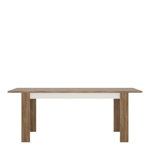 Marvezzi Large extending dining table in High Gloss white & Oak For Living Room & Kitchen