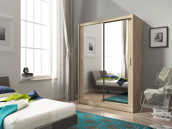 Mezvally Multifunctional Mirror Sliding Door Wardrobe 130cm