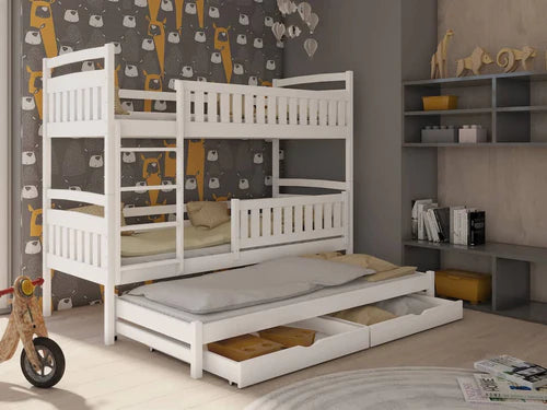 Lavezzy Rugged Bunk Bed with Trundle and Capacious Storage Drawers for Organized Bedrooms