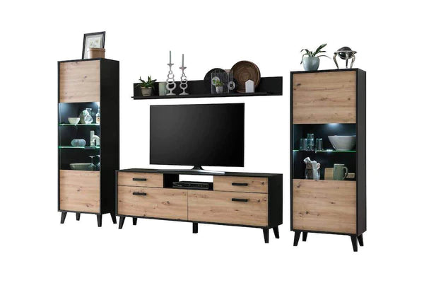 Luscanny Aravonza Large Polished TV Entertainment Living Room Set with 7 Cabinets