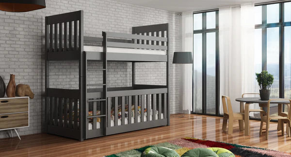 Luscanny Large Kids Wooden single bunk bed with safety Ladder in 4 colours