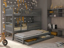 Lavezzy Rugged Bunk Bed with Trundle and Capacious Storage Drawers for Organized Bedrooms
