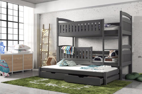 Lavezzy Rugged Bunk Bed with Trundle and Capacious Storage Drawers for Organized Bedrooms