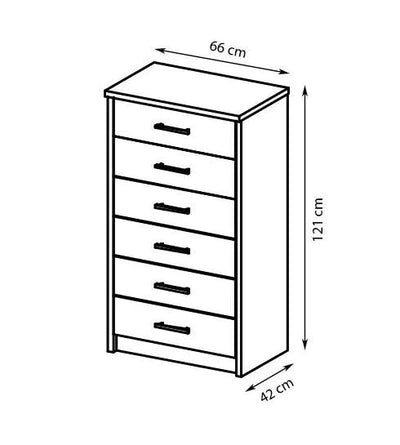 Luscanny Large Wooden Chest of 6 Drawers