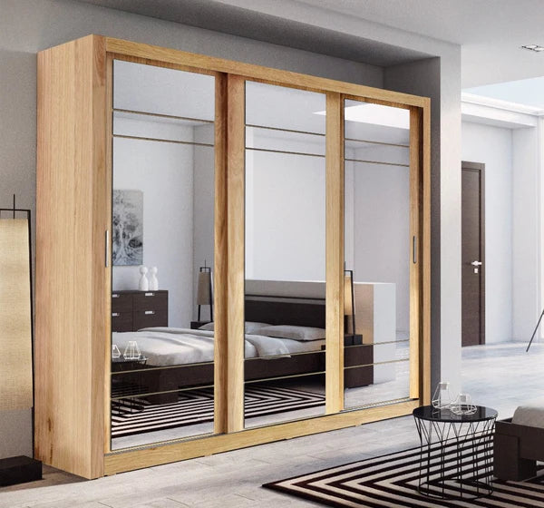 Zinsom Mirror Sliding Door Wardrobe 250cm in 5 Colours