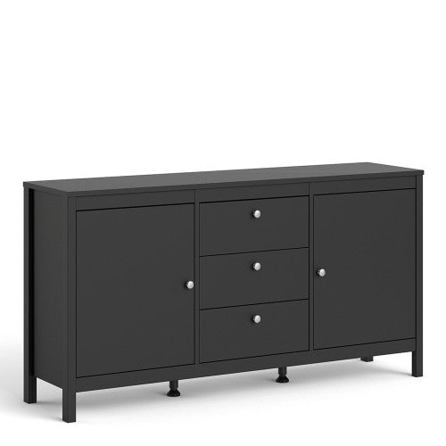 Luscanny Figurati LivingRoom Sideboard 3 drawers & 2 Doors in Matt Black