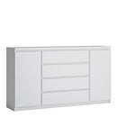 Fribo 2 door 4 drawer wide sideboard in White Living Room Cupboard Storage Unit