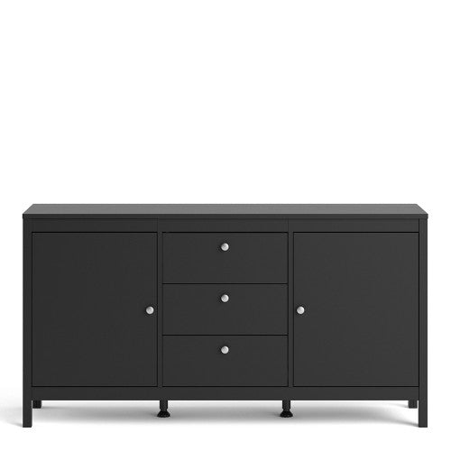 Luscanny Figurati LivingRoom Sideboard 3 drawers & 2 Doors in Matt Black