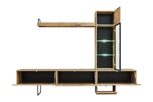 Luscanny Rizora Polished Wooden Entertainment Unit with 7 Cabinets