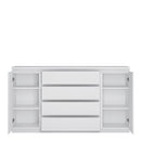 Fribo 2 door 4 drawer wide sideboard in White Living Room Cupboard Storage Unit