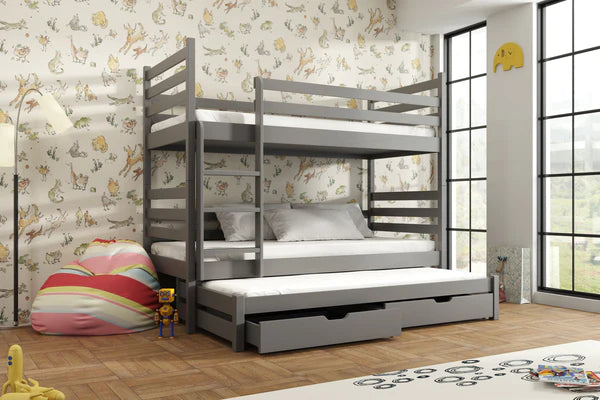 Luscanny Large Bunk Bed with Trudle and storage unit in 3 Colours