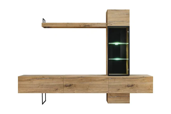 Luscanny Rizora Polished Wooden Entertainment Unit with 7 Cabinets