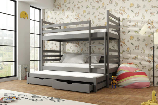 Luscanny Large Bunk Bed with Trudle and storage unit in 3 Colours