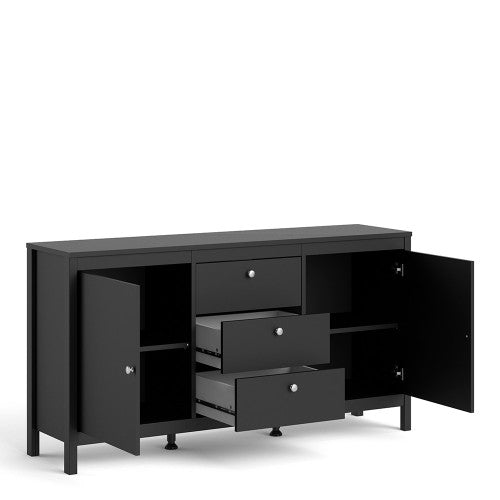 Luscanny Figurati LivingRoom Sideboard 3 drawers & 2 Doors in Matt Black