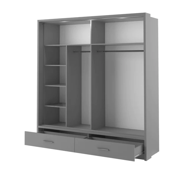 Xevriti Sliding Mirror Bedroom Wardrobe 200cm with LED