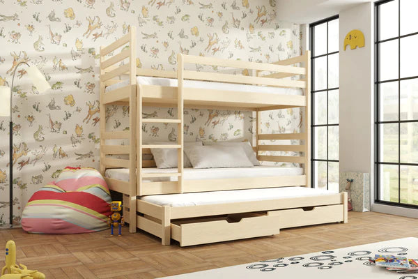 Luscanny Large Bunk Bed with Trudle and storage unit in 3 Colours