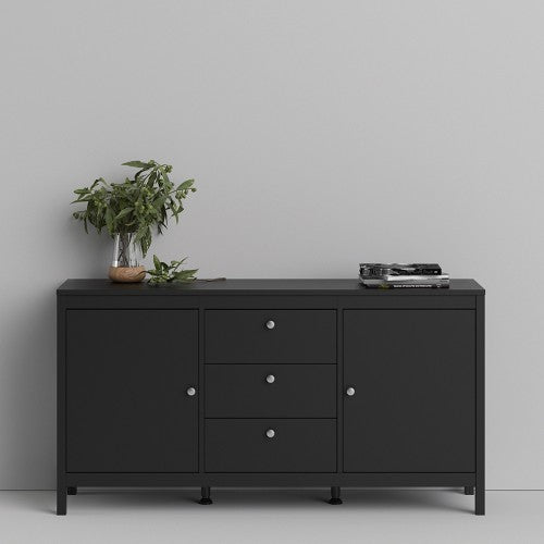 Luscanny Figurati LivingRoom Sideboard 3 drawers & 2 Doors in Matt Black