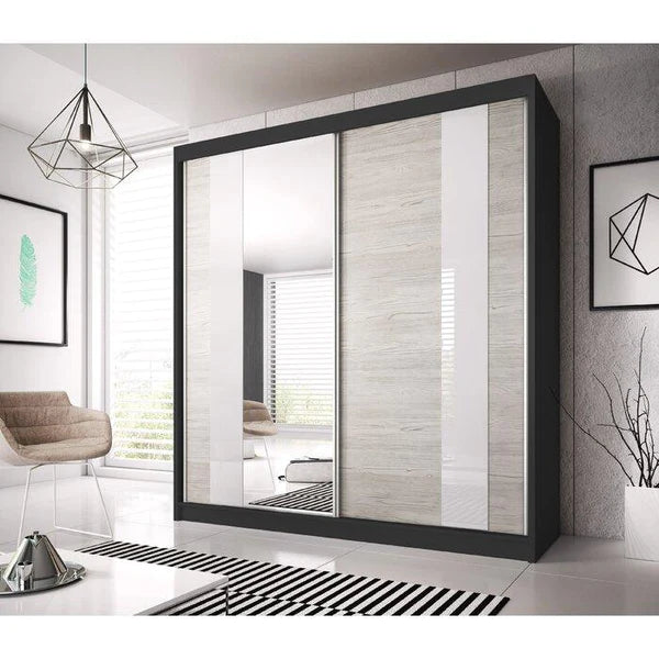 Zinsom Large Stylish Modern Sliding Mirrored Wardrobe 183cm