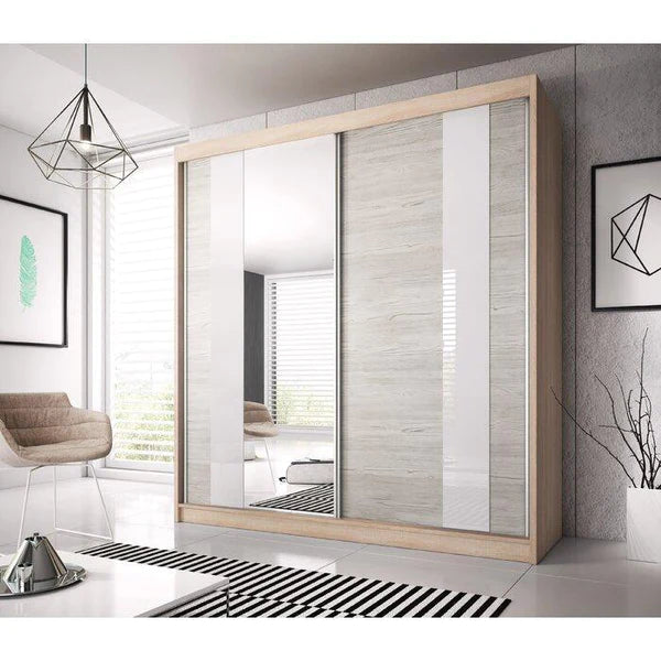 Zinsom Large Stylish Modern Sliding Mirrored Wardrobe 183cm