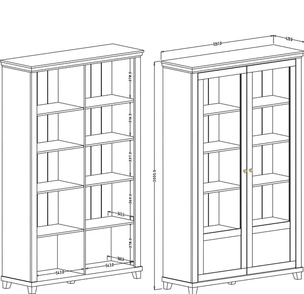 Luscanny Large Sturdy Wooden Display Cabinet 200cm in 2 Colours
