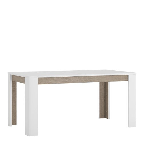 Marvezzi Living Extending Dining Table in white with an Truffle Oak Trim For Living Room & Kitchen