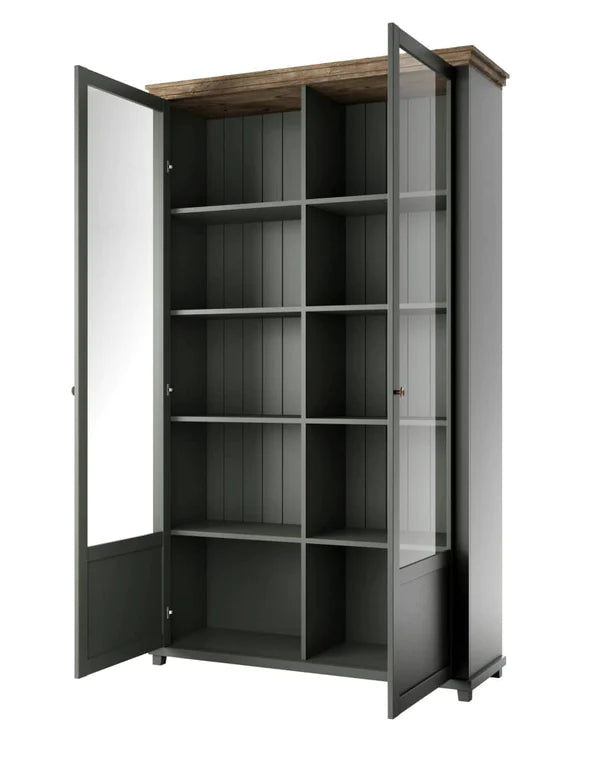 Luscanny Large Sturdy Wooden Display Cabinet 200cm in 2 Colours