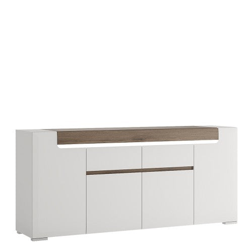 Luscanny Tavviti Wide 4 Door 2 Drawer Sideboard (inc. Plexi Lighting) For Living Room Storage Unit