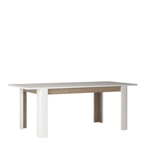 Marvezzi Living Extending Dining Table in white with an Truffle Oak Trim For Living Room & Kitchen