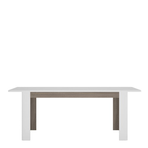 Marvezzi Living Extending Dining Table in white with an Truffle Oak Trim For Living Room & Kitchen