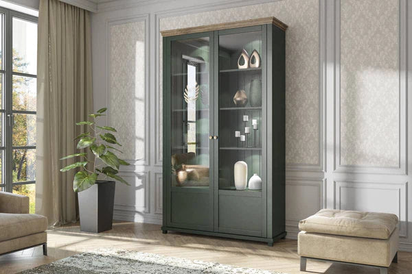 Luscanny Large Sturdy Wooden Display Cabinet 200cm in 2 Colours