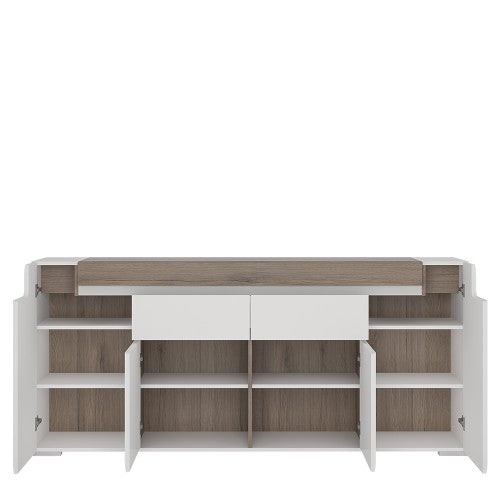 Luscanny Tavviti Wide 4 Door 2 Drawer Sideboard (inc. Plexi Lighting) For Living Room Storage Unit
