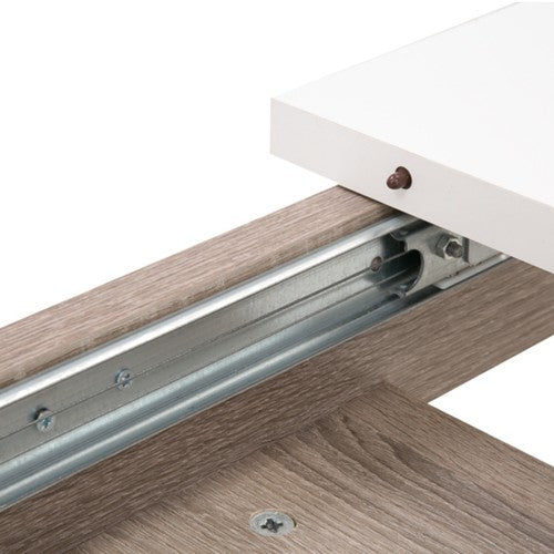 Marvezzi Living Extending Dining Table in white with an Truffle Oak Trim For Living Room & Kitchen