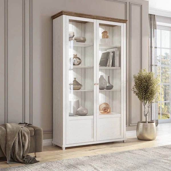 Luscanny Large Sturdy Wooden Display Cabinet 200cm in 2 Colours