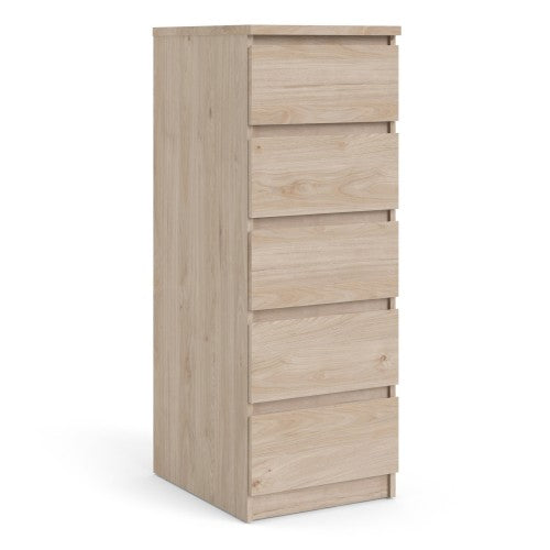 Luscanny Tall Narrow Chest of 5 Drawers Cabinet Cupboard in Oak Storage Unit