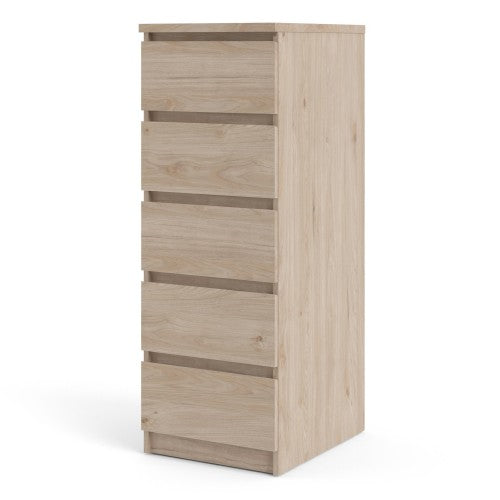 Luscanny Tall Narrow Chest of 5 Drawers Cabinet Cupboard in Oak Storage Unit