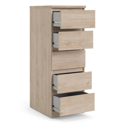 Luscanny Tall Narrow Chest of 5 Drawers Cabinet Cupboard in Oak Storage Unit