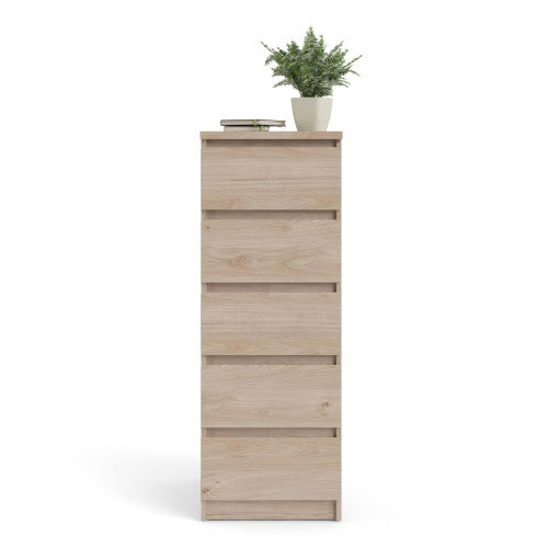 Luscanny Tall Narrow Chest of 5 Drawers Cabinet Cupboard in Oak Storage Unit