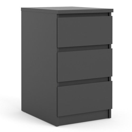 Luscanny 3 Drawers Bedside Cabinet Nightstand Table in Black Matt Storage Chest