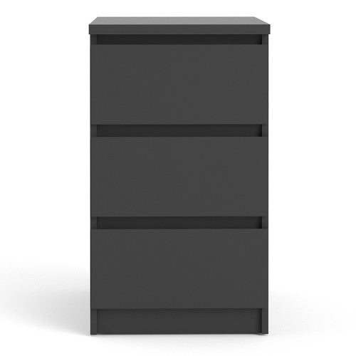Luscanny 3 Drawers Bedside Cabinet Nightstand Table in Black Matt Storage Chest