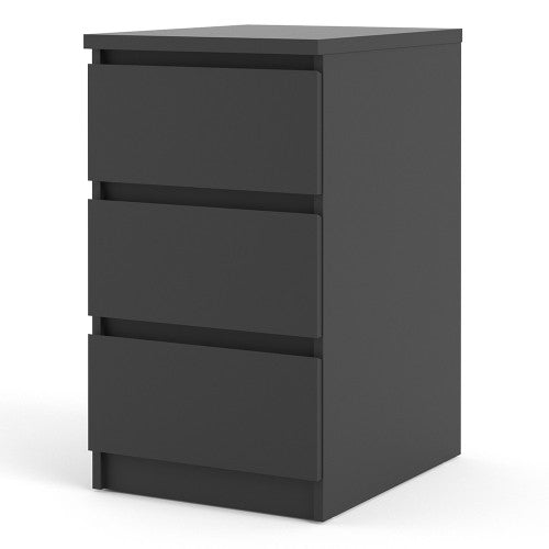 Luscanny 3 Drawers Bedside Cabinet Nightstand Table in Black Matt Storage Chest