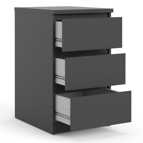 Luscanny 3 Drawers Bedside Cabinet Nightstand Table in Black Matt Storage Chest
