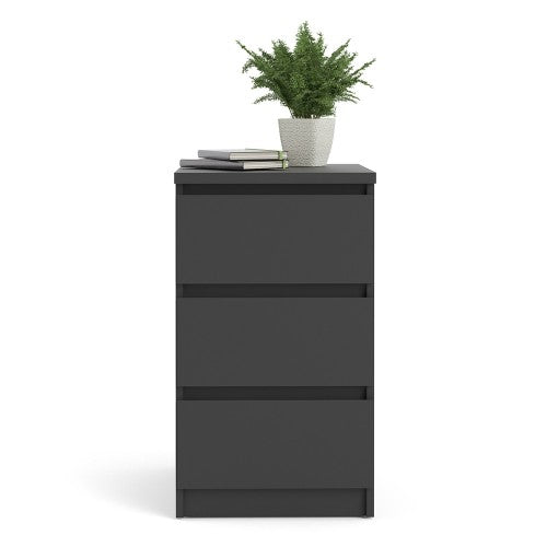 Luscanny 3 Drawers Bedside Cabinet Nightstand Table in Black Matt Storage Chest