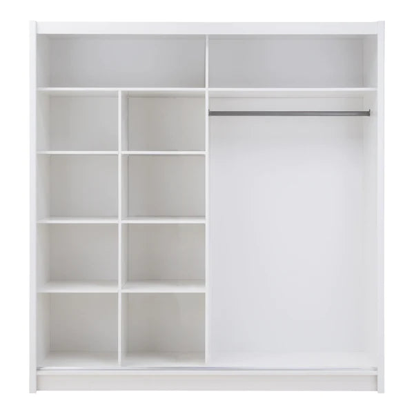 Luscanny Pine Wooden Sliding 2 Mirrored Door Wardrope 203cm in 3 colours