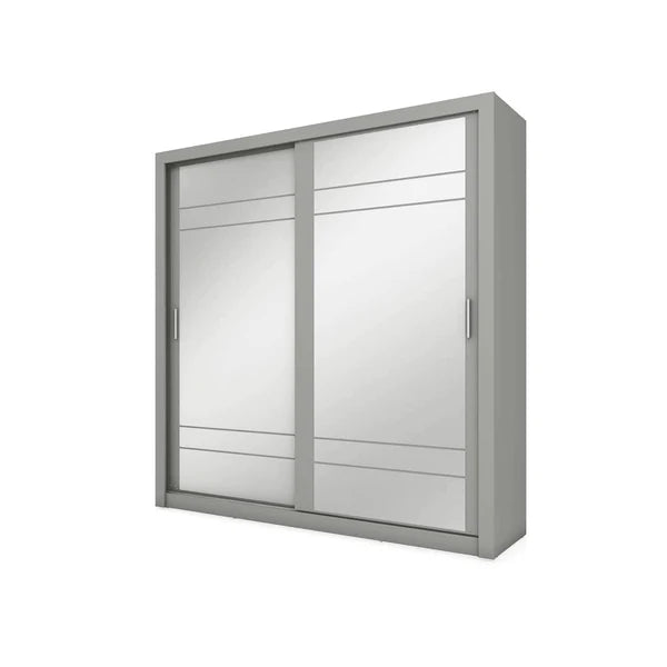 Luscanny Pine Wooden Sliding 2 Mirrored Door Wardrope 203cm in 3 colours
