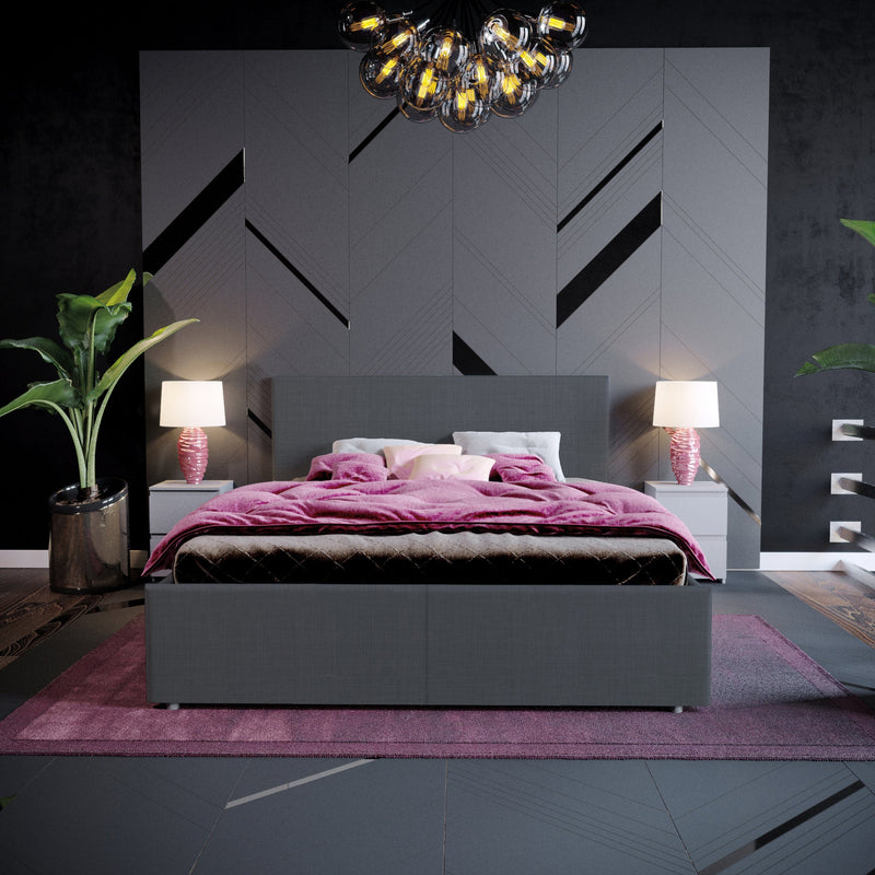 Muvazzi Double Dark Grey Ottoman Bed With Large Underbed Storage