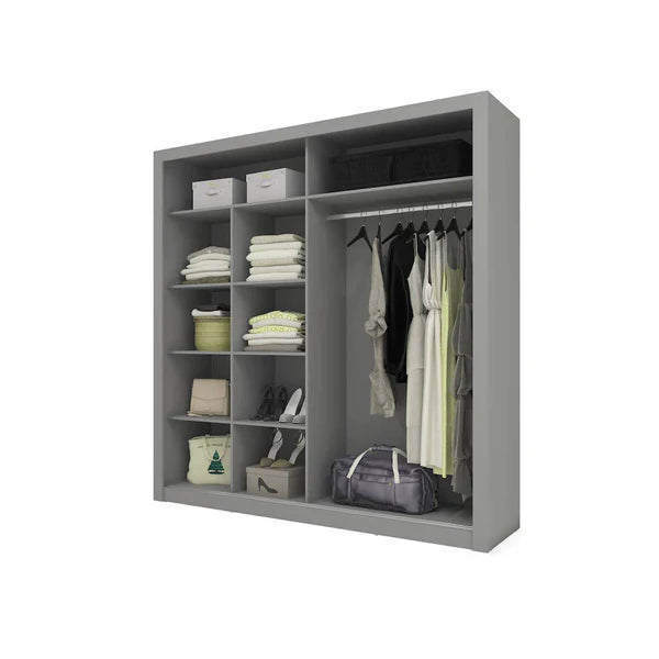 Luscanny Pine Wooden Sliding 2 Mirrored Door Wardrope 203cm in 3 colours